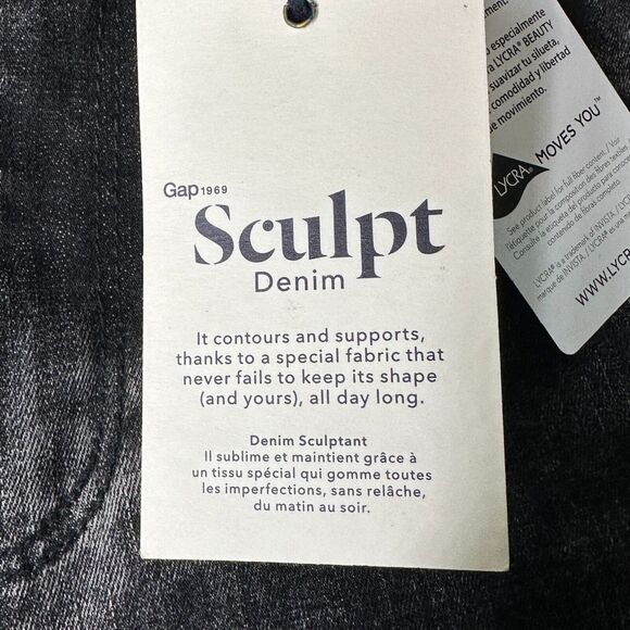 Gap 1969 Jean Women 32 Black Sculpt Stretch Mid Rise True Skinny Distressed NWT - Picture 5 of 8